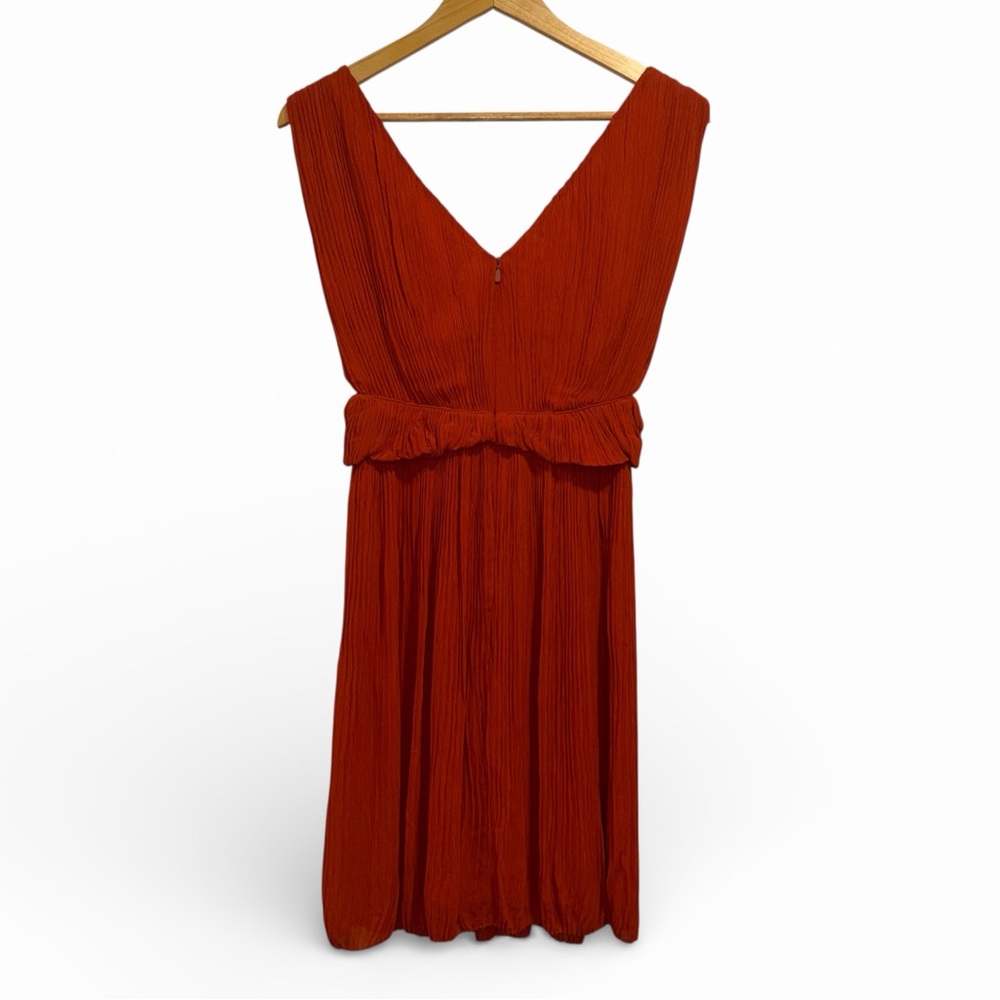 Chloé Orange Midi Dress Pleated Peplum 2 Cocktail Party Wedding Guest NWT 🟡 - Picture 10 of 15